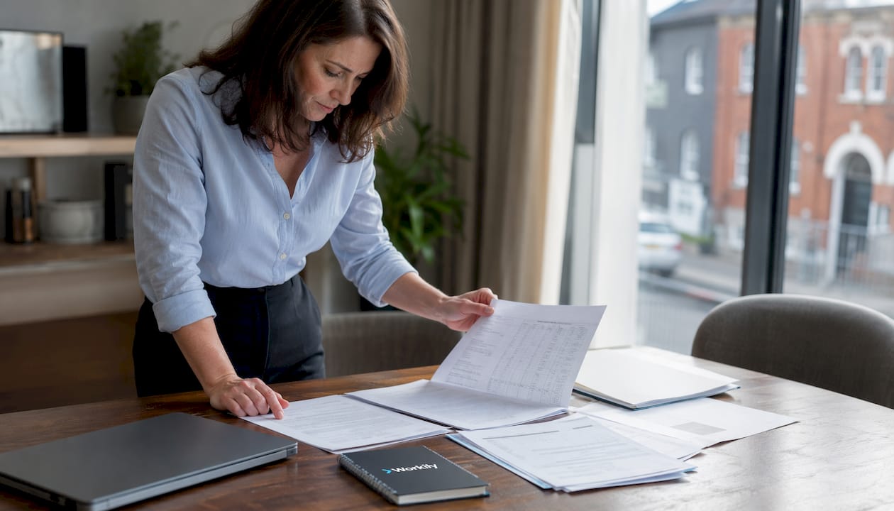 Person checking contractor licence documents