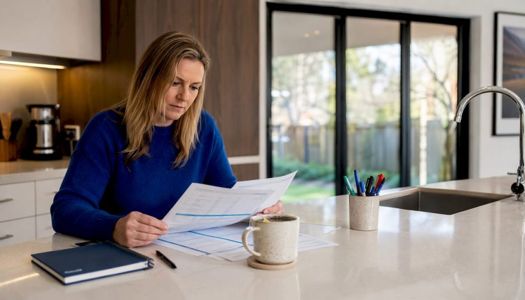 Woman reviewing house cleaning price quotes