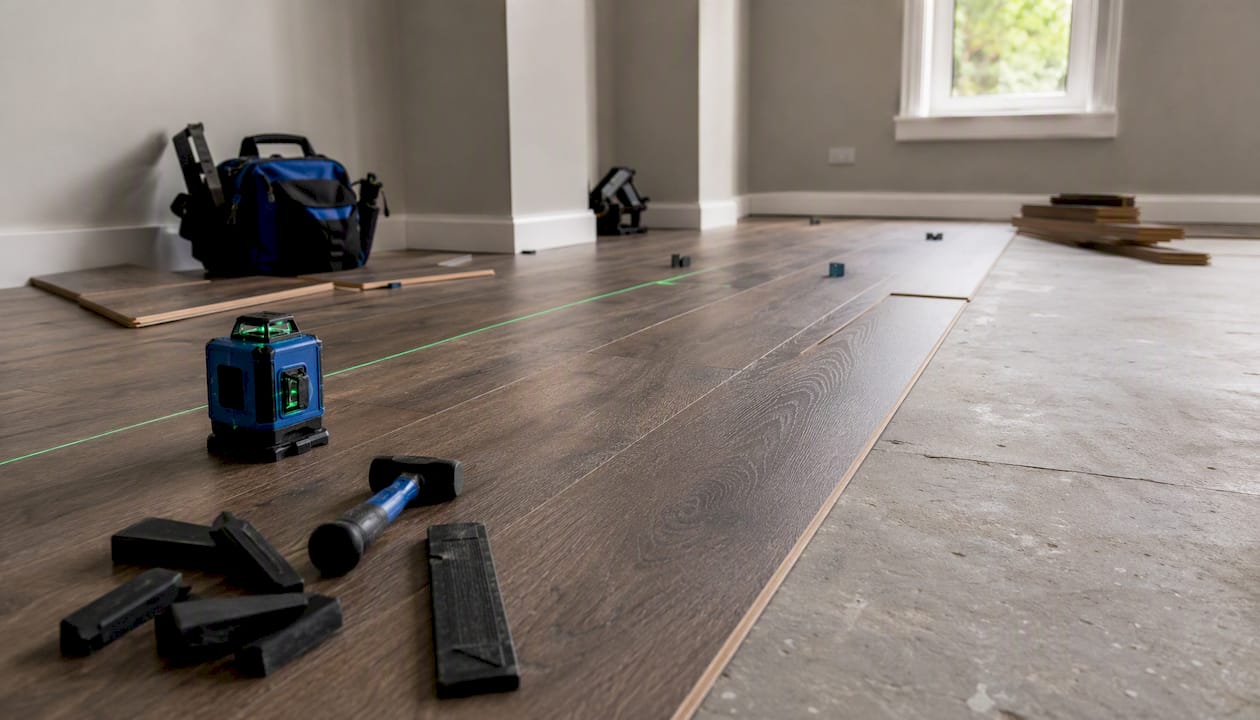 Laminate flooring installation in Irish kitchen