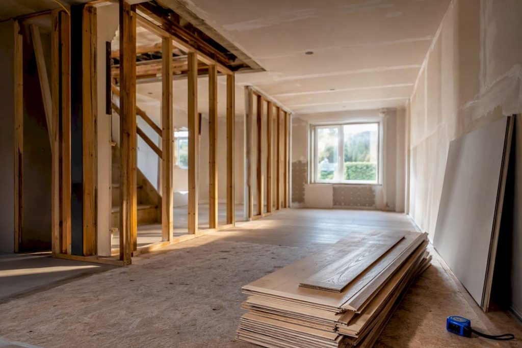 Partially renovated Irish semi-detached house interior