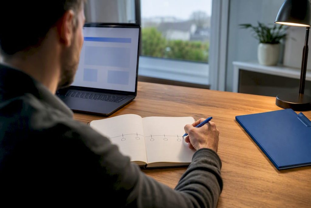 Professional reviewing an eight-week career plan