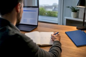 Professional reviewing an eight-week career plan