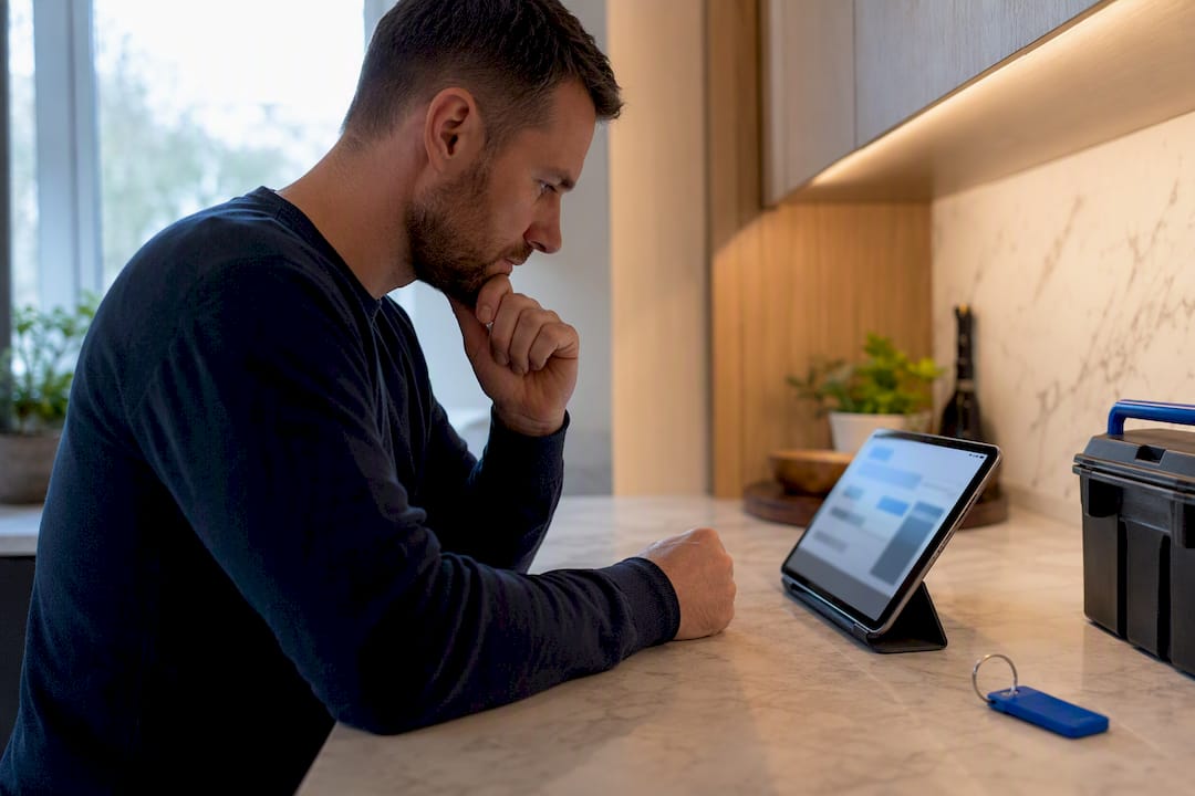 Tablet showing a professional credential check