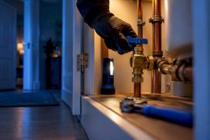Hand isolating an apartment water supply